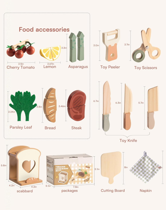 Accesorii de bucătărie pentru copii-Set de 16 piese, ustensile și multe altele, jucării de rol [8]