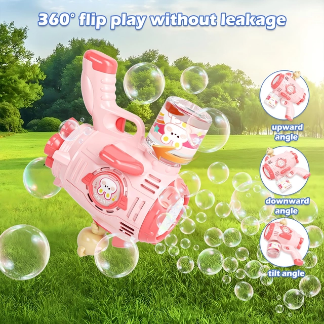 Jucarie electrica pentru bule de sapun, roz cu ursulet [3]