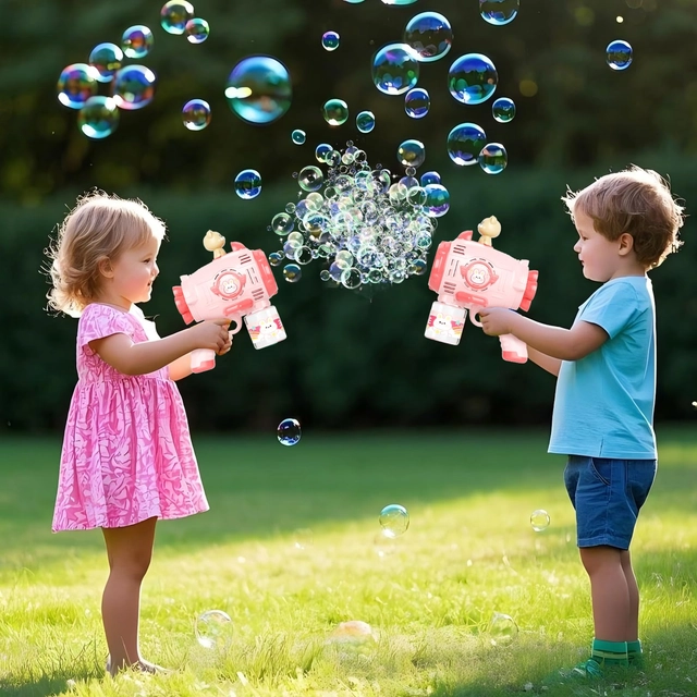 Jucarie electrica pentru bule de sapun, roz cu ursulet [5]