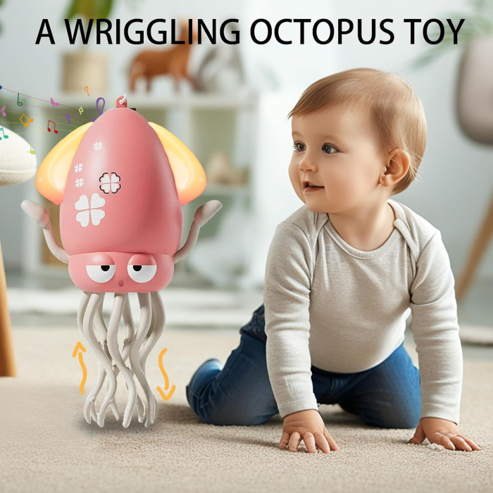 Jucarie muzicală reincarcabila USB pentru copii mici, caracatita dansatoare roz [5]