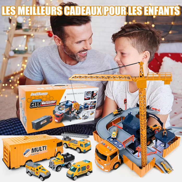 Jucarie camion de constructii cu 6 masini, 1 macara, 1 elicopter [6]