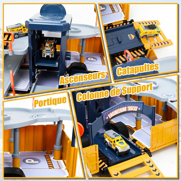 Jucarie camion de constructii cu 6 masini, 1 macara, 1 elicopter [2]