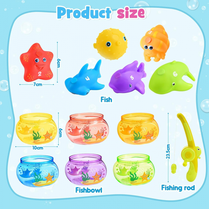 Jucarii magnetice de pescuit pentru baie set 13 piese [5]