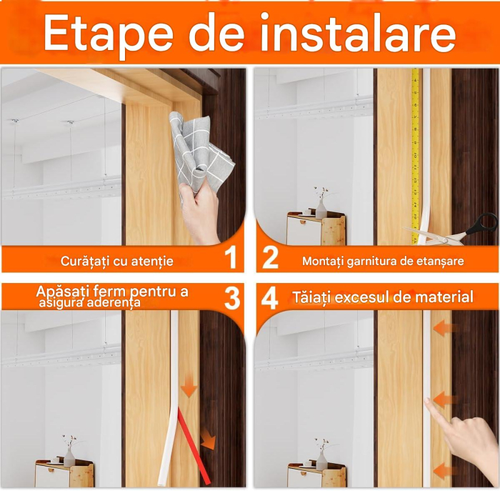 Garnitura etansare usi sau ferestre, cheder autoadeziv alb rola 15ML [8]