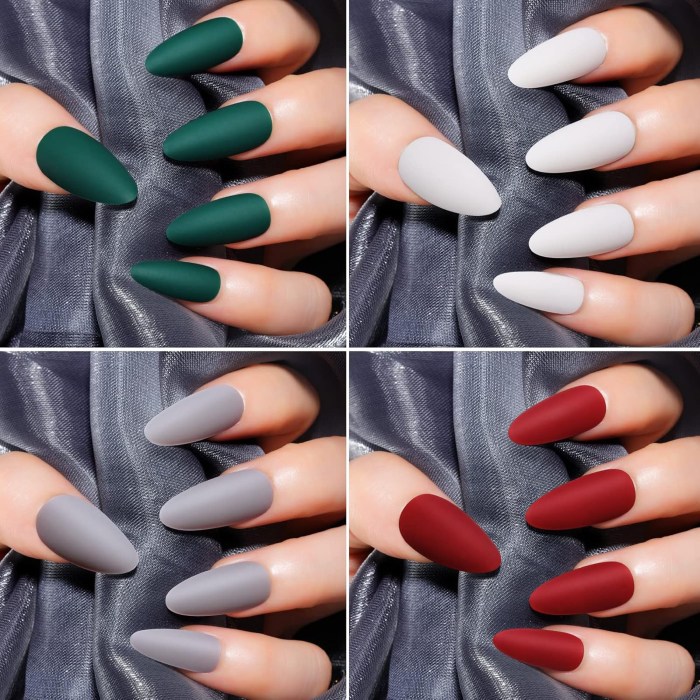 Unghii false 360 Piese Mate Formă de Migdale cu Lipici pentru Unghii – Multicolor [3]