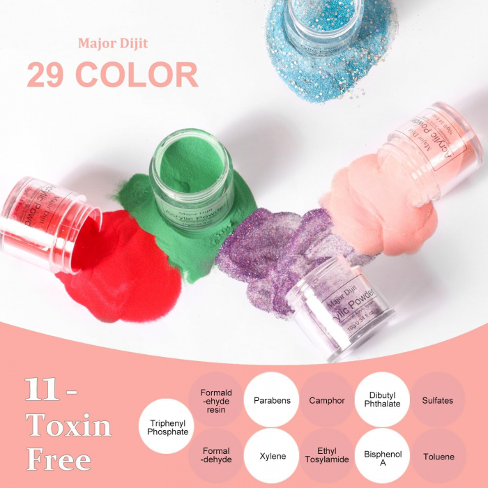 Kit 120 g pulbere acrilică, polimer profesional pentru manichiura franțuzească 3D, 29 Culori [3]