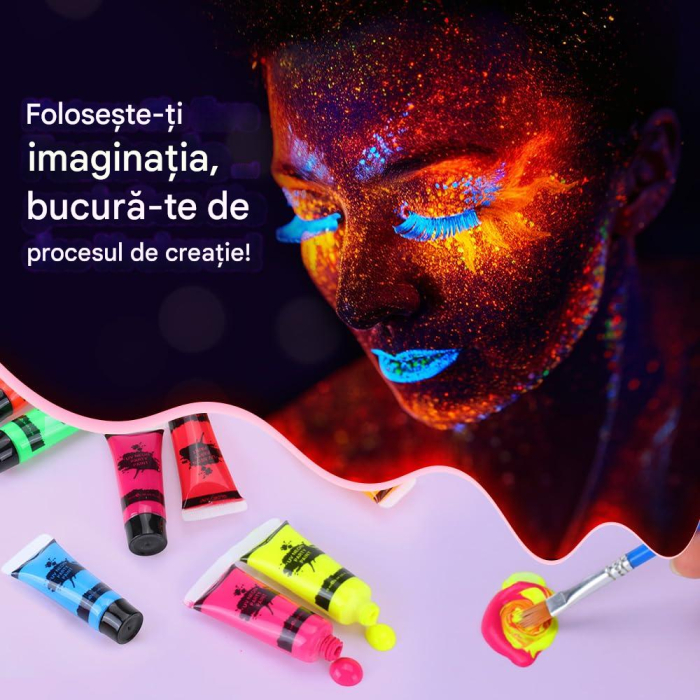 Kit de machiaj pentru copii cu 14 culori corporale fosforescente [4]