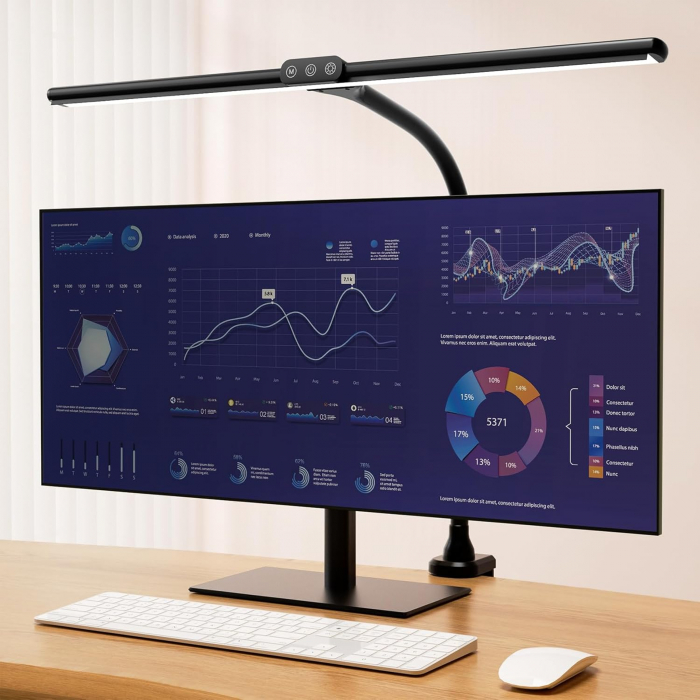 Lampa de birou flexibila, neagra, 5 moduri de luminozitate, 3000K la 6000K, comenzi tactile [1]