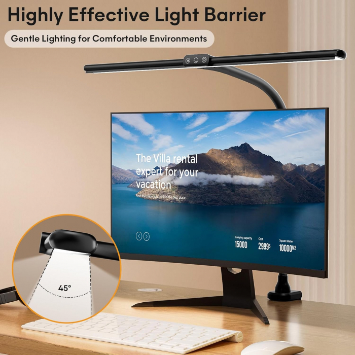 Lampa de birou flexibila, neagra, 5 moduri de luminozitate, 3000K la 6000K, comenzi tactile [3]
