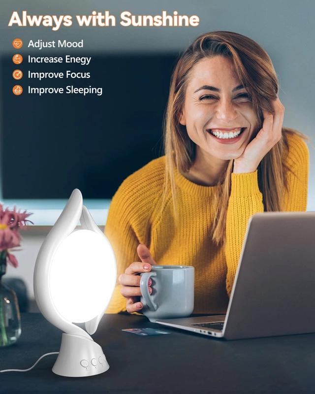 Lampa de birou LED cu lumină naturală LED fără UV, 10000 lux, lumină cu 5 niveluri de luminozitate reglabile, temporizator [2]