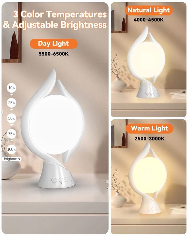 Lampa de birou LED cu lumină naturală LED fără UV, 10000 lux, lumină cu 5 niveluri de luminozitate reglabile, temporizator [3]