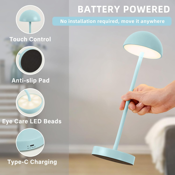 Lampa de masa LED reincarcabila, picior flexibil, comenzi tactile, 3 moduri lumina [3]