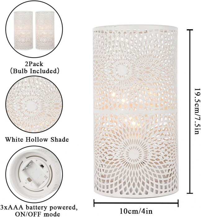 Lampi de masa metalice, fara fir H:19.5 cm set 2 bucati [3]