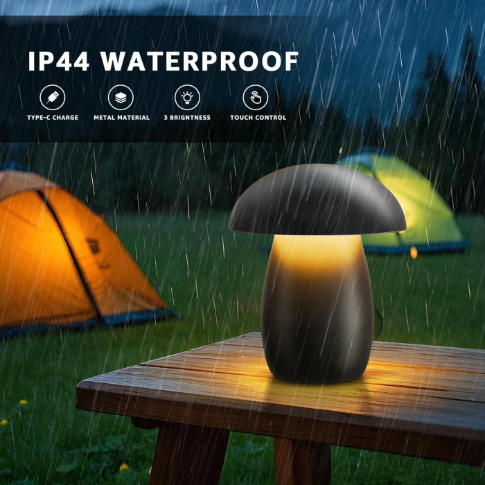 Lampa de masa ciuperca LED reincarcabila, intensitate reglabila, impermeabila, control tactil [5]