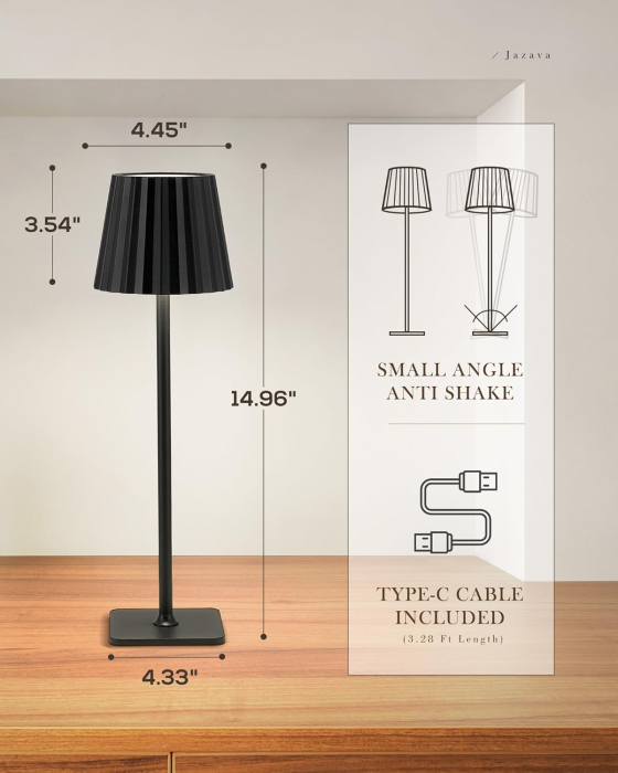 Lampa de masa LED reincarcabila 5200 mAh, comenzi tactile, 3 moduri lumina, IP44, 2 bucati [5]