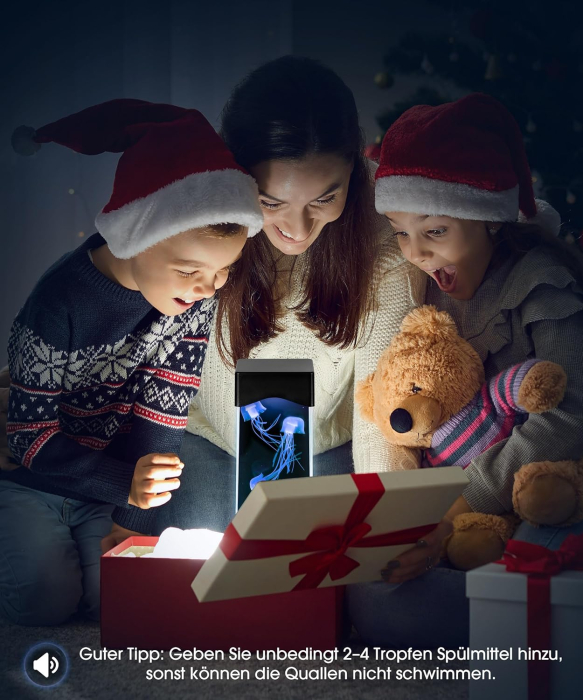 Lampă de masă ornamentala cu LED si model meduze colorate, 7x7x23 cm [7]