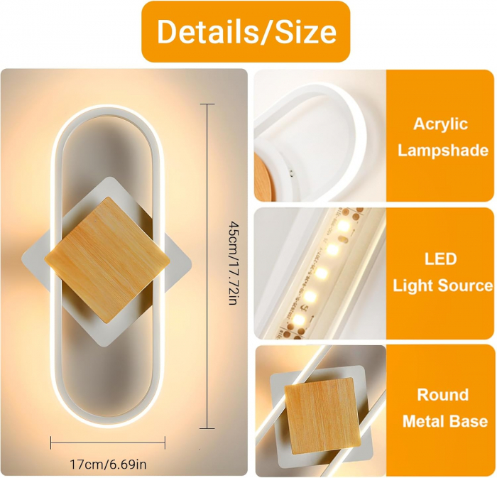 Lampa versatila de perete LED 14W, 3000K, 1920Lm, lungime 41 cm, alimentare 220 V [2]