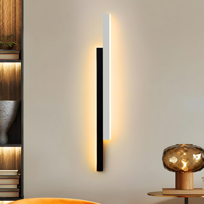 Lampa de perete cu LED-uri 20W, putere 2200LM, culoare 3000K, model 2 baghete alb/negru, 115cm [3]