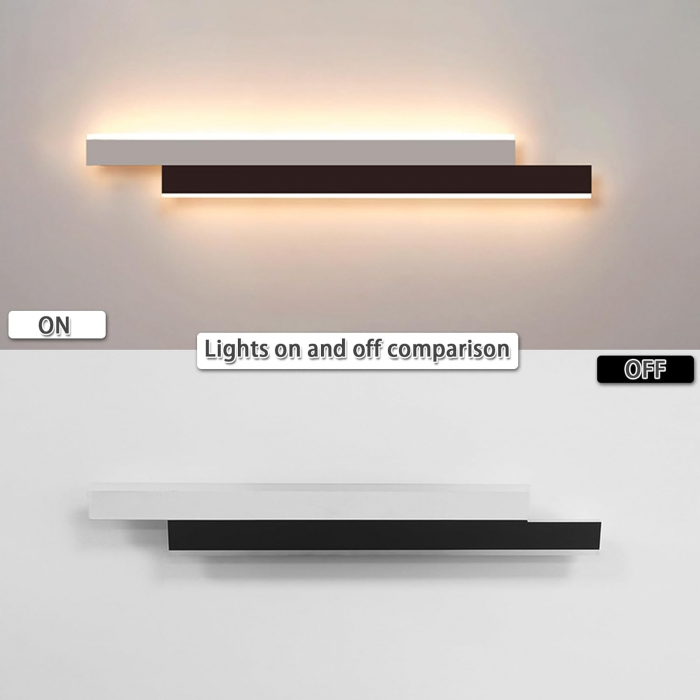 Lampa de perete cu LED-uri 20W, putere 2200LM, culoare 3000K, model 2 baghete alb/negru, 80cm [5]