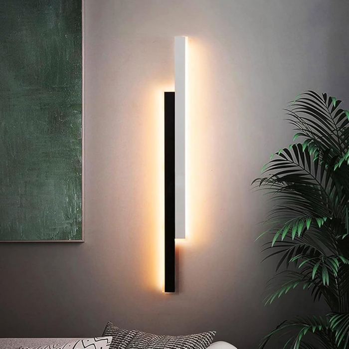 Lampa de perete cu LED-uri 20W, putere 2200LM, culoare 3000K, model 2 baghete alb/negru, 80cm [1]