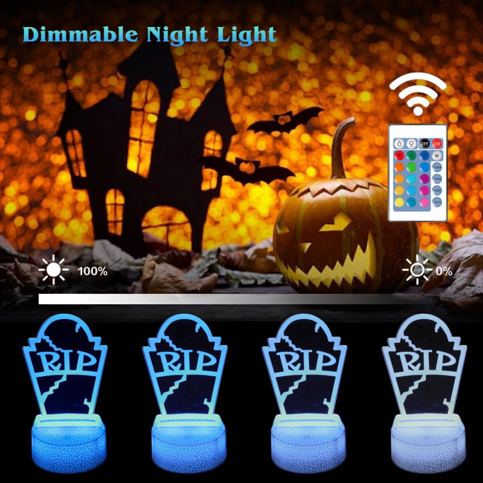 Lampa de veghe 3D Craniu, 16 culori, telecomanda, alimentare USB sau baterii, 3 imagini [5]