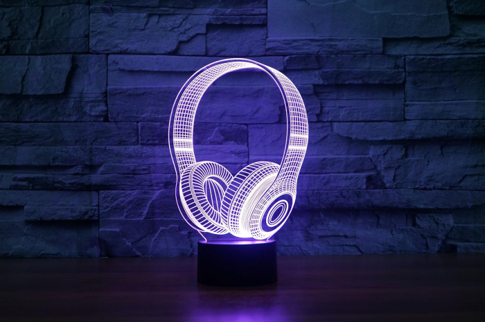 Lampa de veghe 3D "casti muzica", 8 culori diferite [5]