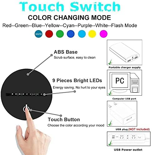 Lampa de veghe 3D Cal, 7 culori, alimentare USB, comenzi prin atingere [6]