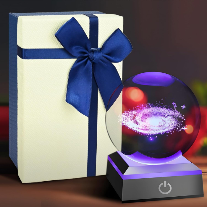 Lampa de veghe 3D Sferă de cristal galaxie Calea Lactee 8 cm [6]
