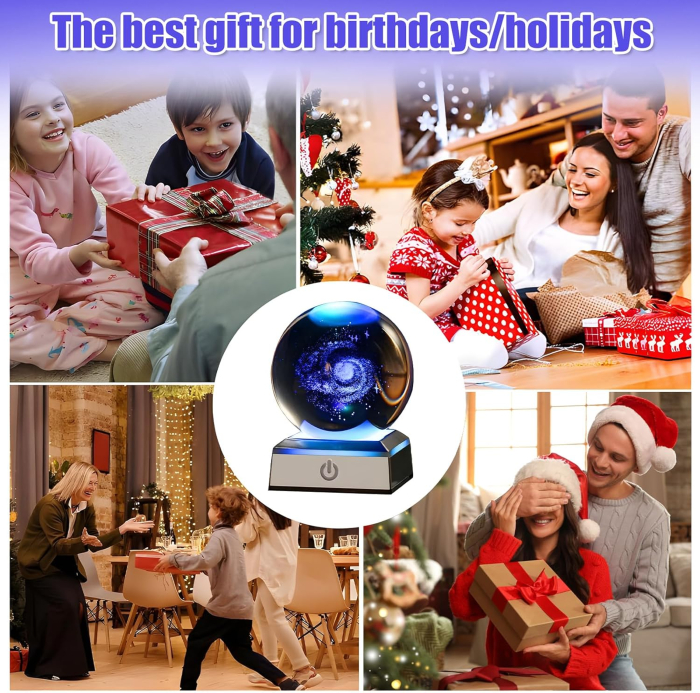 Lampa de veghe 3D Sferă de cristal galaxie Calea Lactee 8 cm [7]