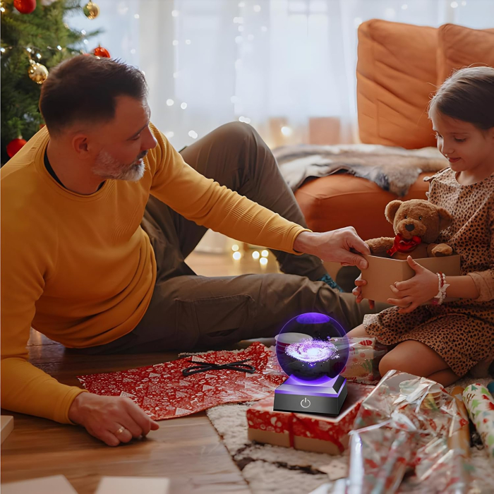 Lampa de veghe 3D Sferă de cristal galaxie Calea Lactee 8 cm [5]