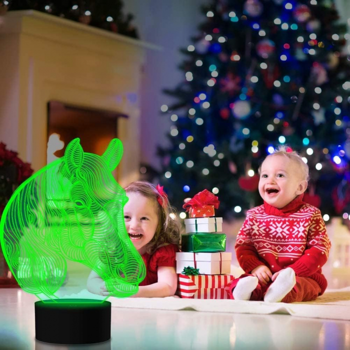 Lampa de veghe 3D Cal, 8 culori,  alimentare USB [5]