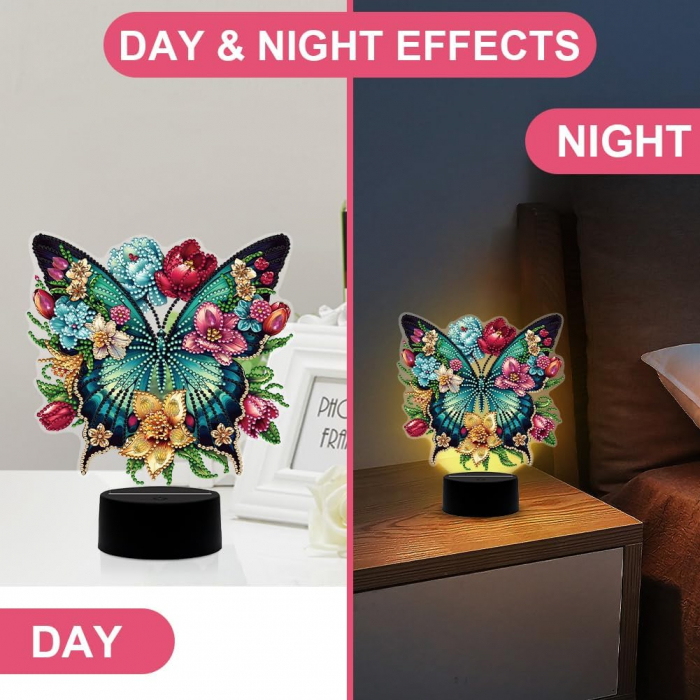 Lampa de veghe LED cu USB, pictură cu diamant DIY, Fluture [4]