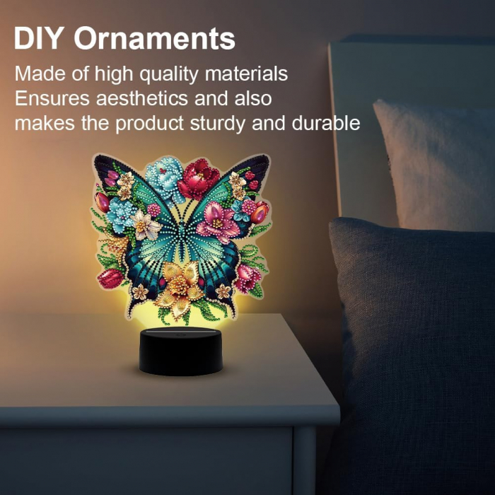 Lampa de veghe LED cu USB, pictură cu diamant DIY, Fluture [3]