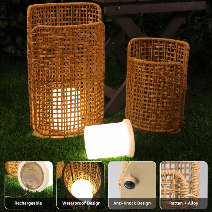 Lampa LED de masa, din metal, wireless, reincarcabila, de exterior set 2 buc [3]
