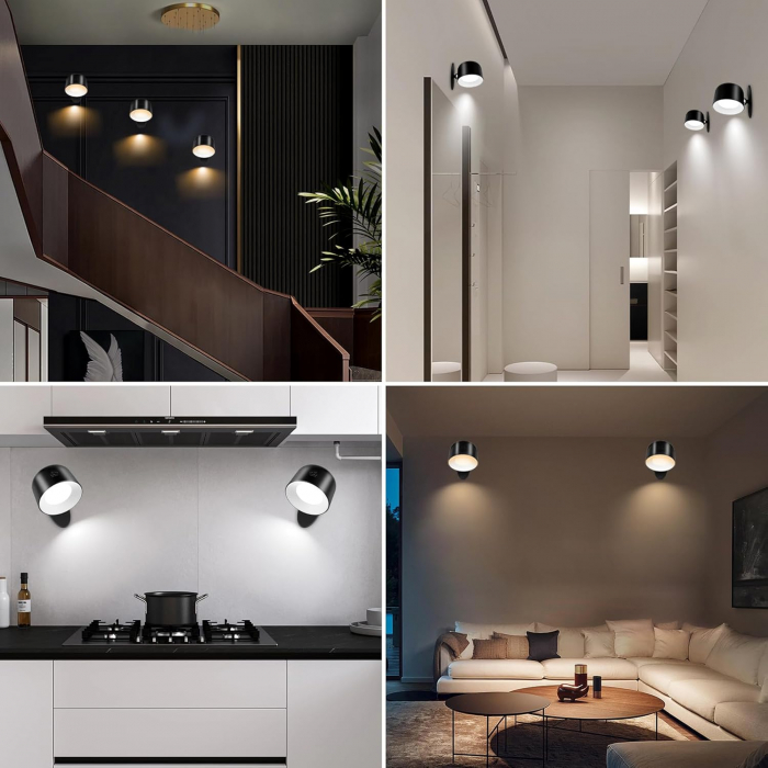Lampa rotativa de perete cu telecomanda, reincarcabila, 5 Niveluri de luminozitate &7 culori cu 2500 mAh [6]