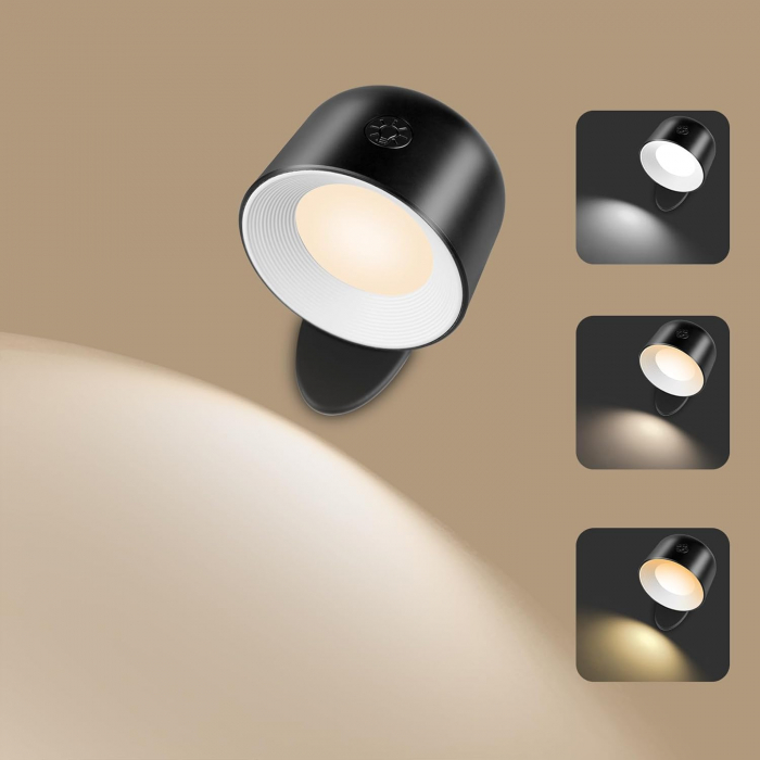 Lampa rotativa de perete cu telecomanda, reincarcabila, 5 Niveluri de luminozitate &7 culori cu 2500 mAh [1]