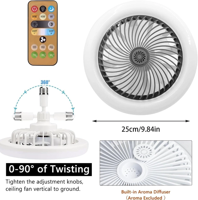 Lampa plafon LED E27 30W cu ventilator si telecomanda, 10 x 8 x 2 cm; 3.11 kg [6]