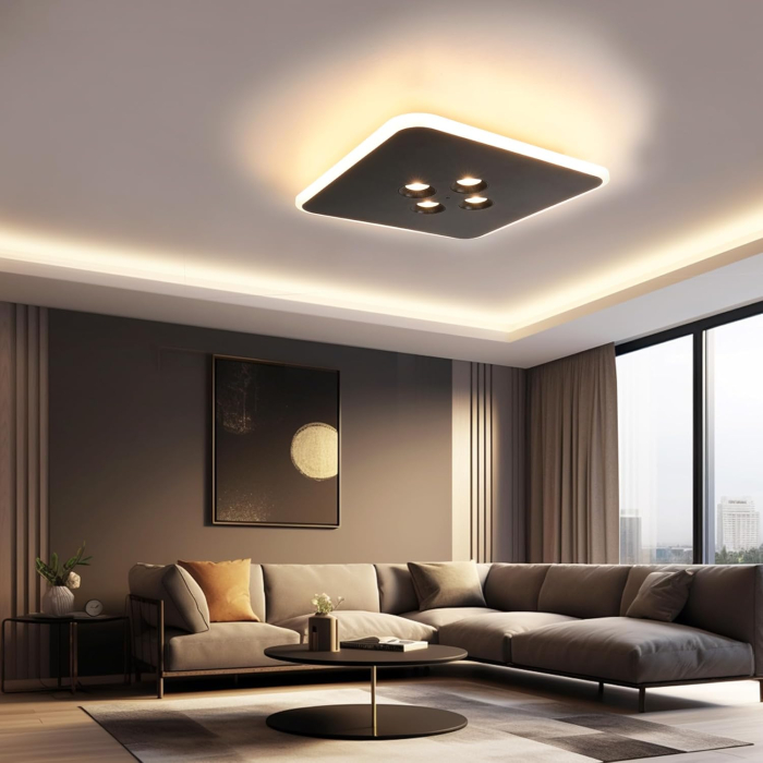 Lampa plafon LED 40W,intensitate reglabilă și telecomandă, pătrată neagră, 3000K-6500K [2]