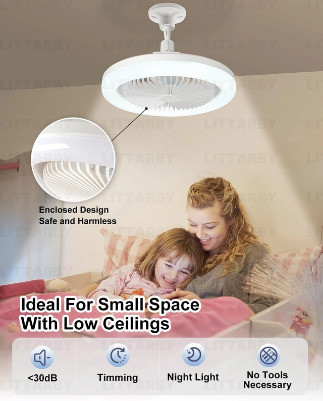 Lampa plafon LED E27 30W cu ventilator si telecomanda, 10 x 8 x 2 cm; 3.11 kg [4]