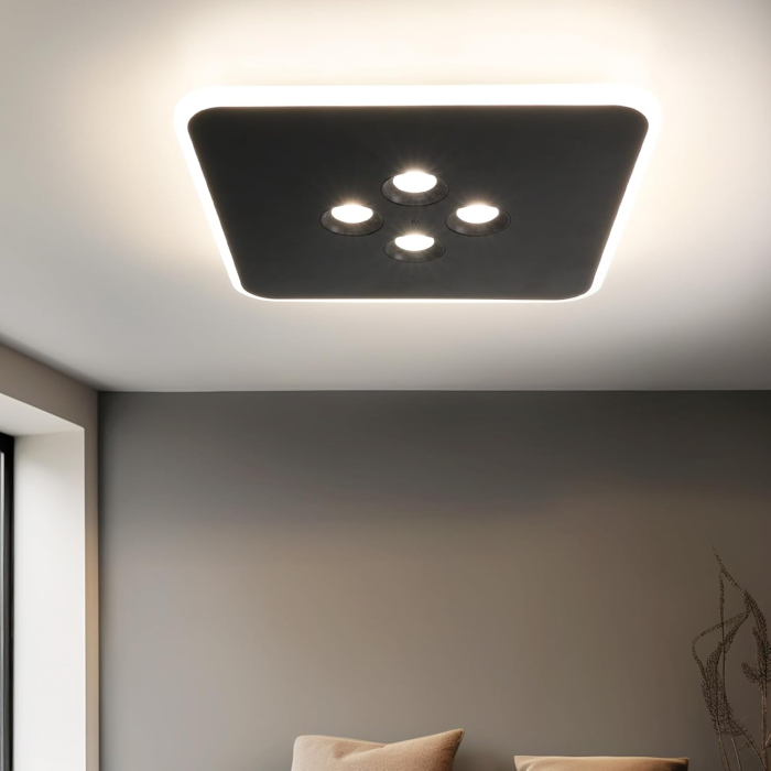 Lampa plafon LED 40W,intensitate reglabilă și telecomandă, pătrată neagră, 3000K-6500K [1]