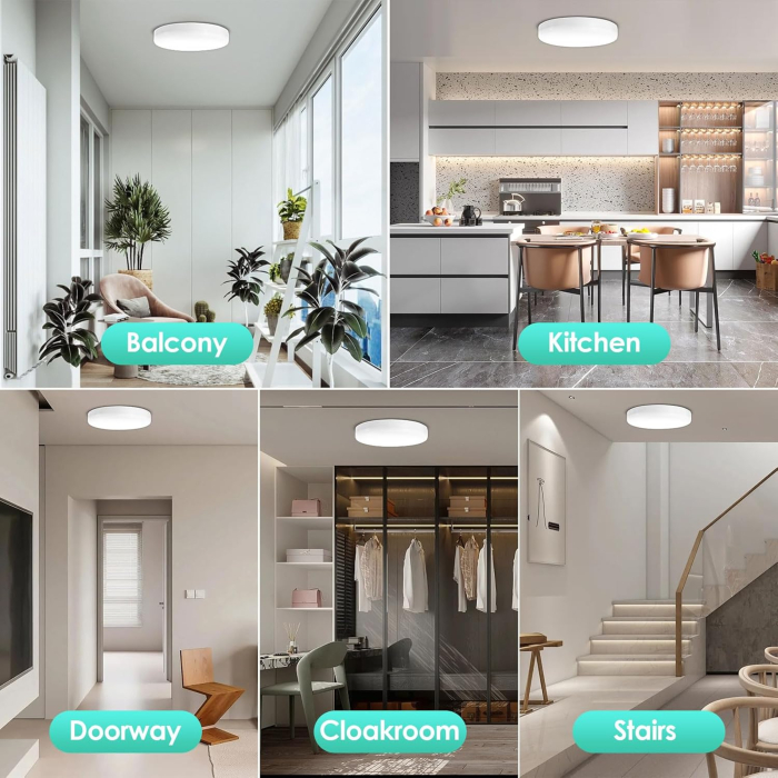 Lampa plafon 15W, rotundă și plată, super strălucitoare, 1500LM 5000K, IP44, diametru 230 mm [6]