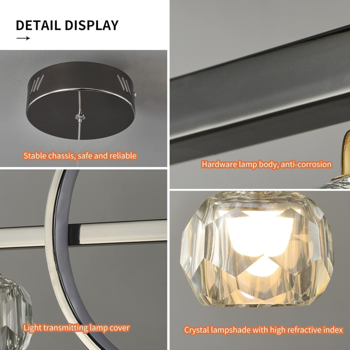 Lampa liniara de living cu 5 lumini si 2 cercuri LED negre 120cm 40W, 3 tipuri de lumina [6]