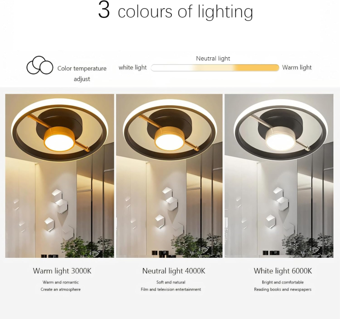 Lampa plafon 3 temperaturi de culoare 6000K/3000K/4000K,2000LM 22 x 22 x 8.5 cm [2]
