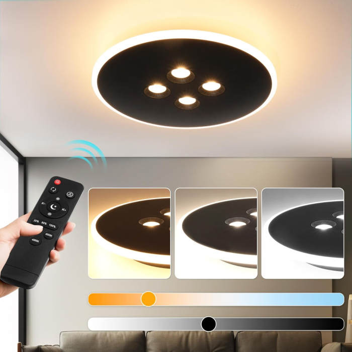 Lampa plafon LED 40W,intensitate reglabilă și telecomandă, rotunda 30cm, 3000K-6500K [6]