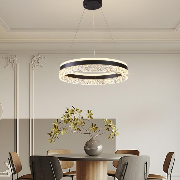 Lampa plafon rotunda, candelabru cu  LED si telecomanda, lumina 3 culori 100 x 50 x 50 cm [3]