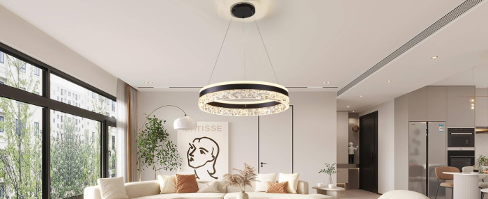 Lampa plafon rotunda, candelabru cu  LED si telecomanda, lumina 3 culori 100 x 50 x 50 cm [7]