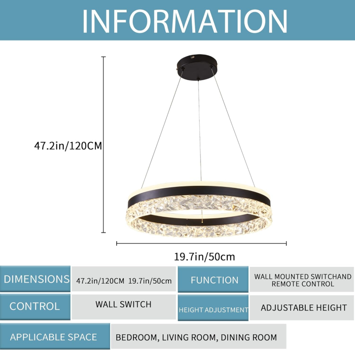 Lampa plafon rotunda, candelabru cu  LED si telecomanda, lumina 3 culori 100 x 50 x 50 cm [4]