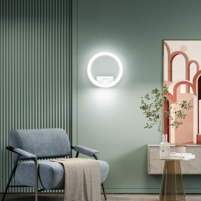 Lampa rotunda de perete din acril de 12W, 1080LM, cu 3 temperaturi de culoare (2700K-6500K) [4]