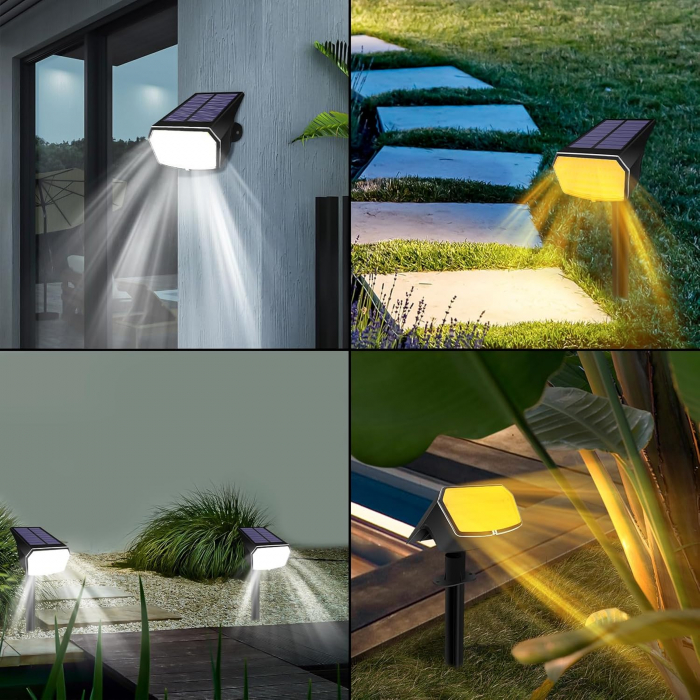 Proiectoare solare cu 65 LED-uri. IP 65, set  2 bucati [8]