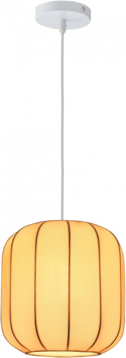 Lampa suspendata cu abajur din poliester alb cu inaltime reglabila, bec E27, galbena [1]